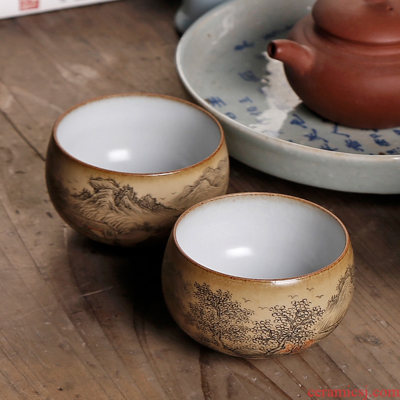 Your kiln individual cups sliced open cups can raise jingdezhen ceramic hand-painted master tea cup single character, pure manual