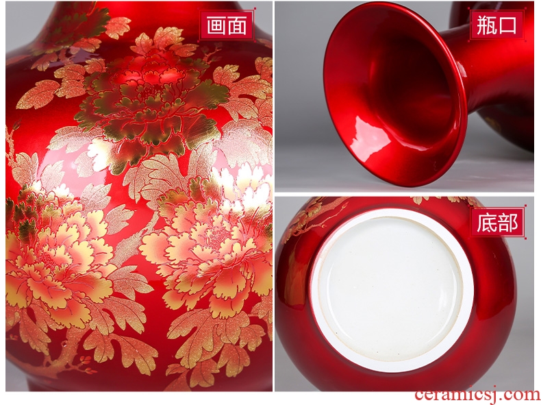 Jingdezhen ceramics of large vase furnishing articles furnishing articles flower arranging device youligong red wine sitting room adornment household - 602887003837