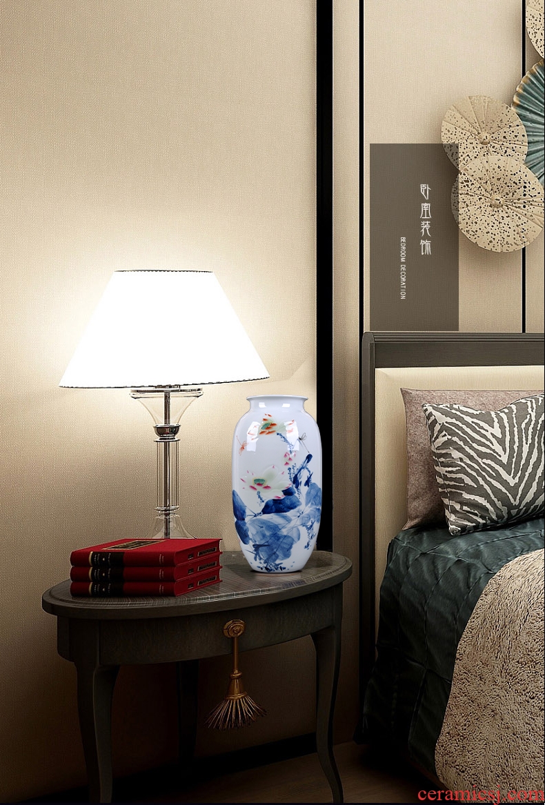 Jingdezhen ceramic painting the living room the French antique blue and white porcelain vase qingming festival furnishing articles furnishing articles - 43423170350 hotel decoration