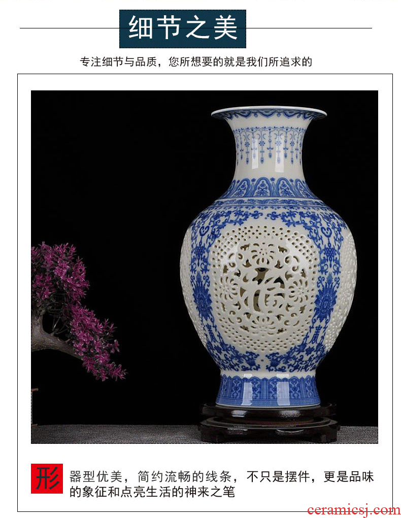 Chinese style restoring ancient ways of large vases, ceramic furnishing articles pottery sitting room hotel decoration flower arranging dried flowers thick ceramic bottle - 525150653583