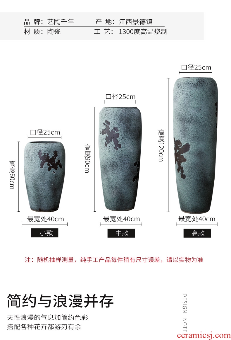 Jingdezhen blue and white ceramics hand - made peony landing big vase home sitting room adornment hotel furnishing articles - 594245104185