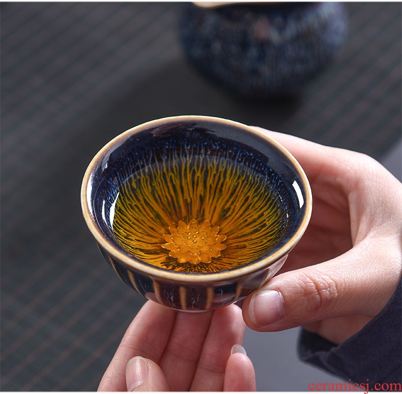 Tao blessing jingdezhen blue drawing to build light tea set household with silver star light teapot teacup silver tea set