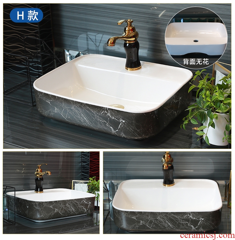 Contracted on the ceramic bowl lavatory square black marble basin of household toilet lavabo art