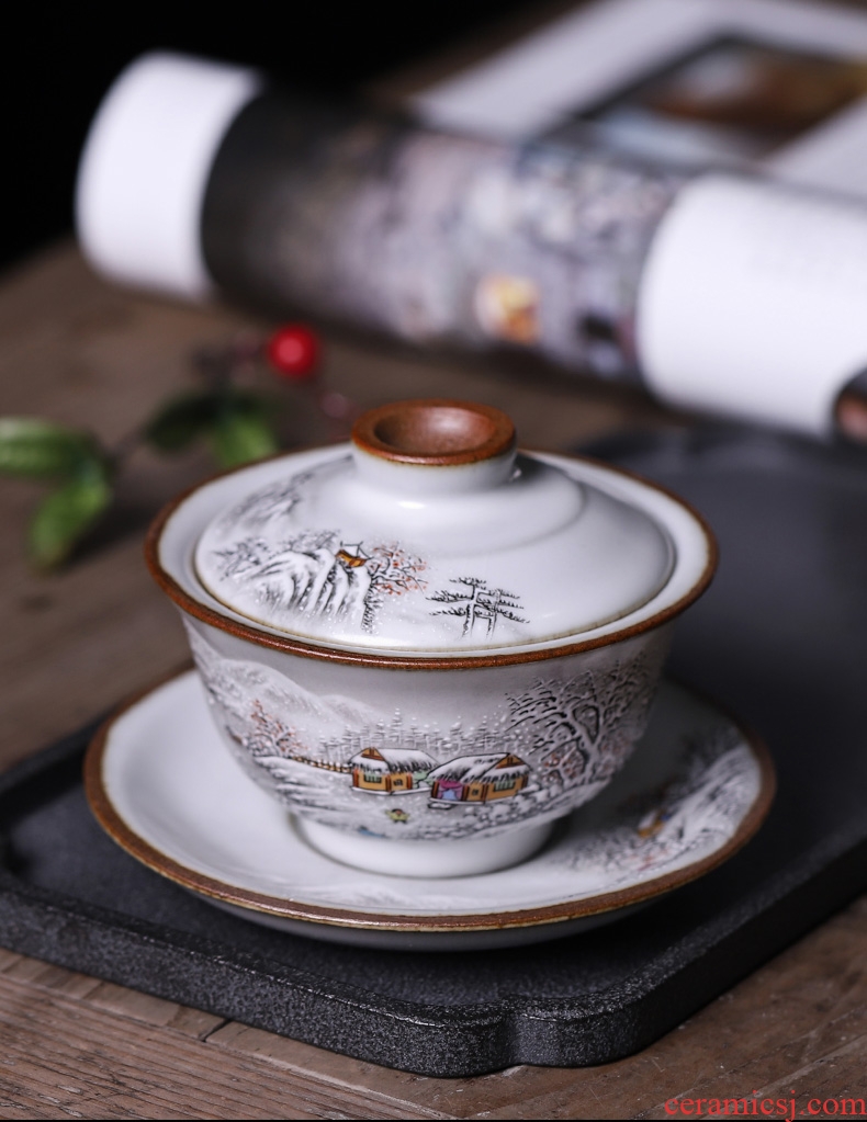 Royal refined hand your up jingdezhen only three tureen the hot cup of pure checking ceramic hand grasp pot of tea bowl