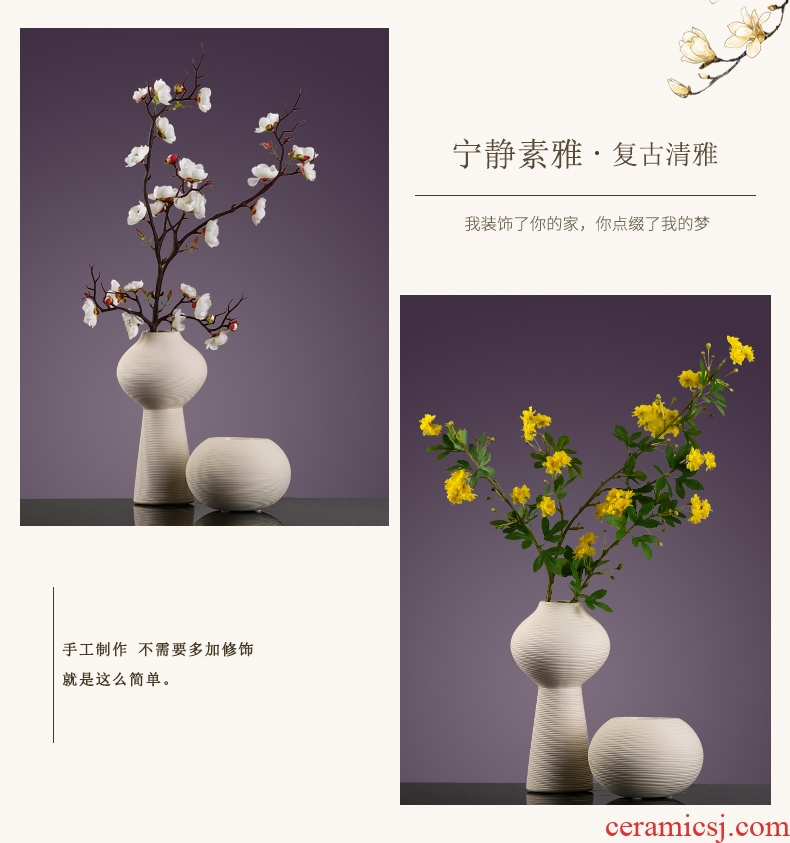I and contracted ceramic household living room TV wine porch type dry flower arranging flowers white floret bottle furnishing articles