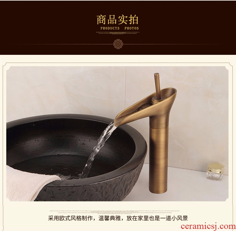 Jingdezhen European - style full copper basin sink general single - hole, bibcock of cold hot water glass type household