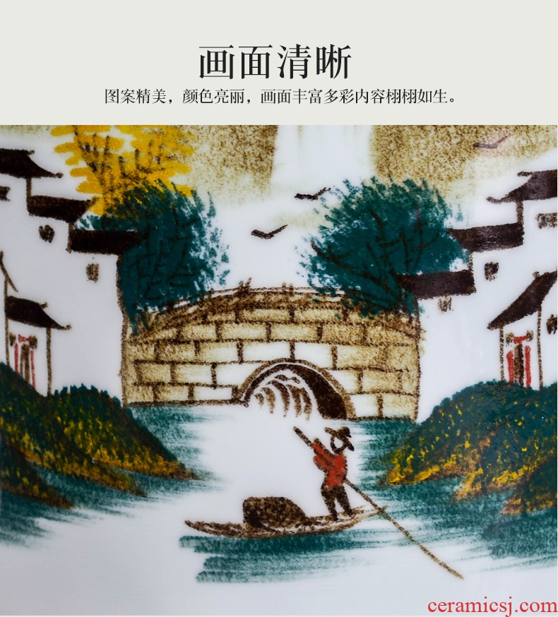 Jingdezhen hand-painted ceramic seal pot large storage tank tea caddy household receives tea tea urn box