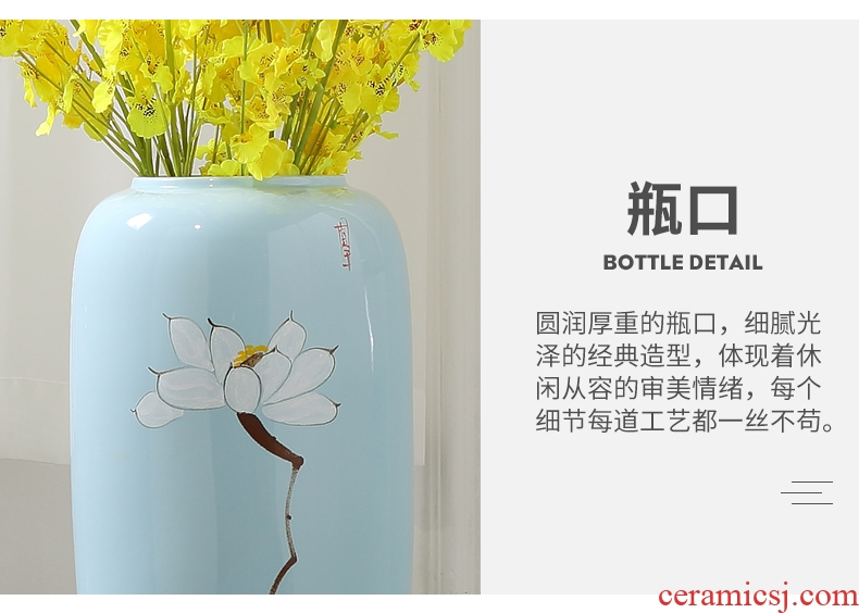 Jingdezhen ceramic vase of large sitting room porch villa Chinese zen dry flower, flower POTS to restore ancient ways furnishing articles - 597882202842