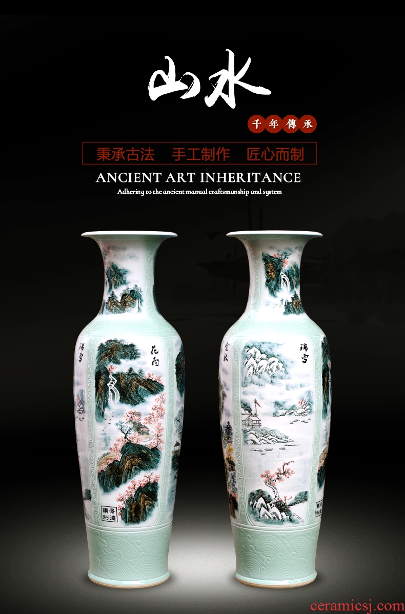 The New Chinese jingdezhen sitting room of large vase ceramic arts and crafts flower arranging, hand - made decorative carving furnishing articles