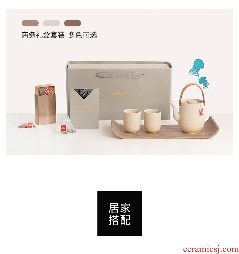 Jingdezhen small pure and fresh and kung fu home a pot of two cups of tea sets tea ceramics with tray was travel gift boxes