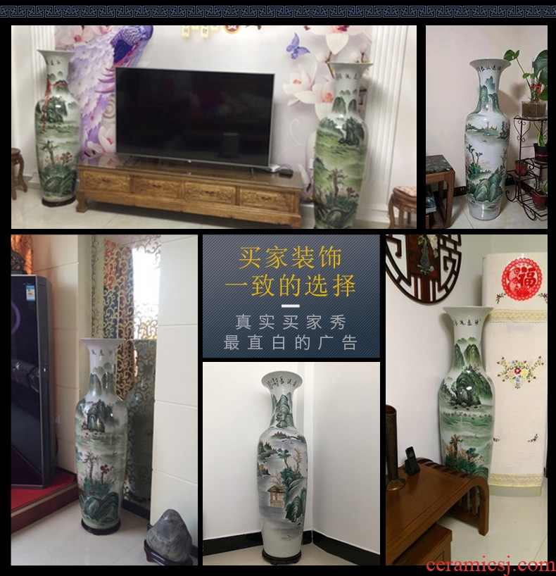 Jingdezhen ceramic new Chinese vase furnishing articles sitting room put lucky bamboo straight meat potted flower art more big planter - 594311202567