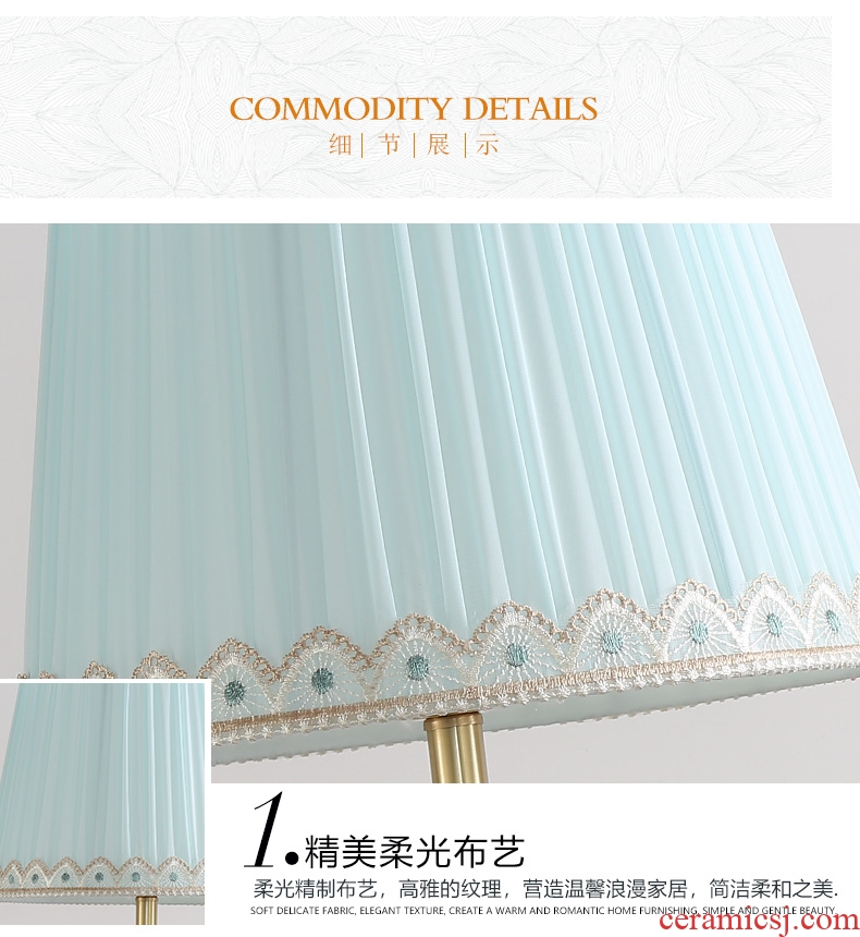 American whole copper light key-2 luxury ceramic desk lamp, LED the study of creative move between example of bedroom the head of a bed chandeliers