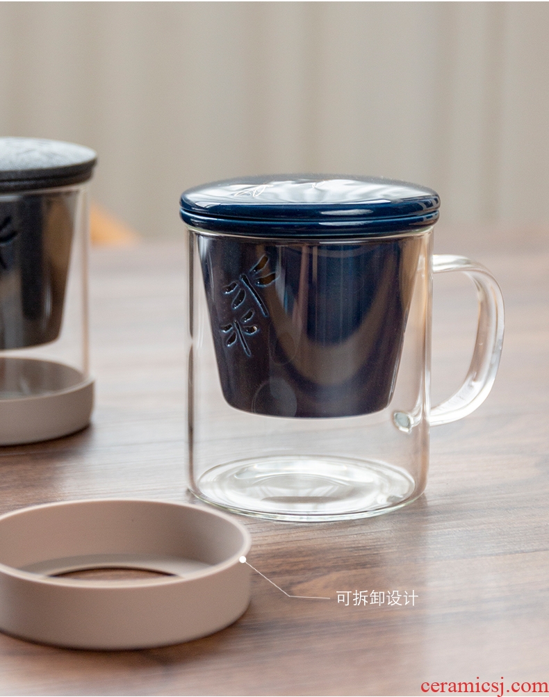 Glass ceramic filter tea cup with lid office keller household ultimately responds kongfu tea cups water