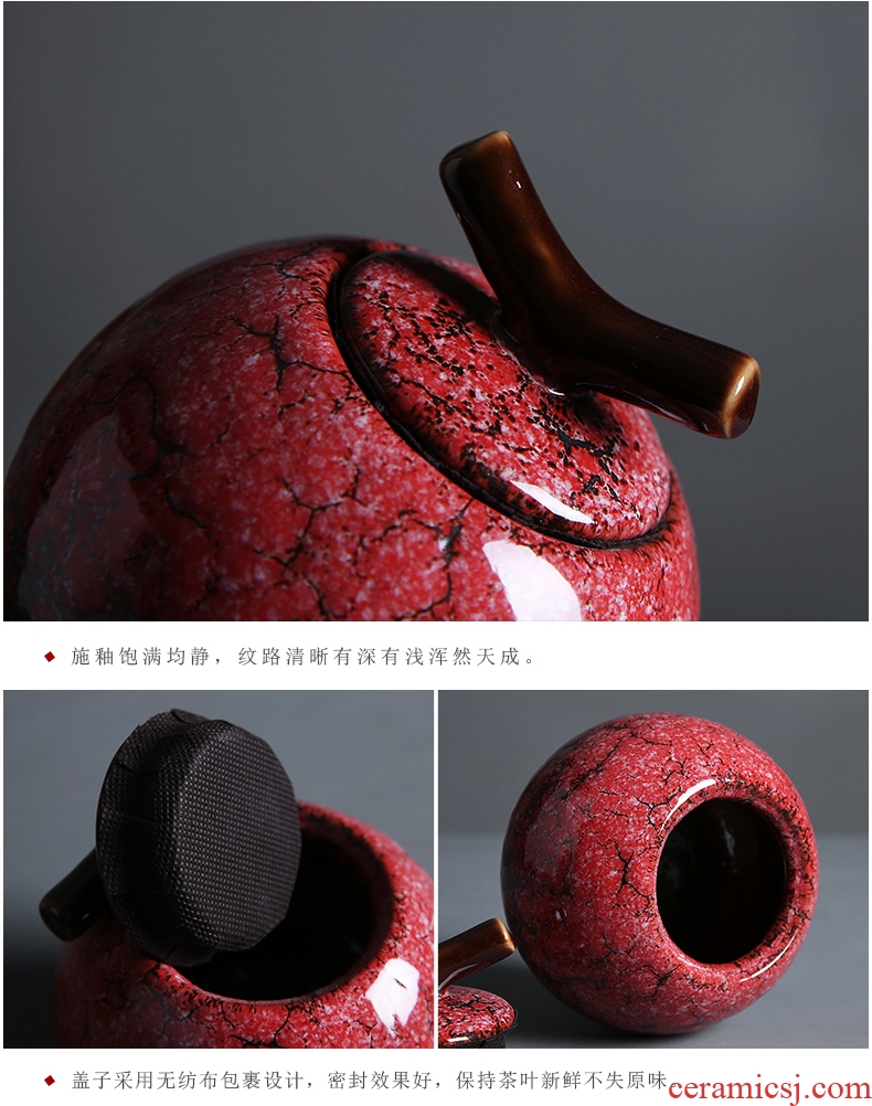 Auspicious edge kiln caddy scattered receives size ceramic seal storage POTS travel tea caddy