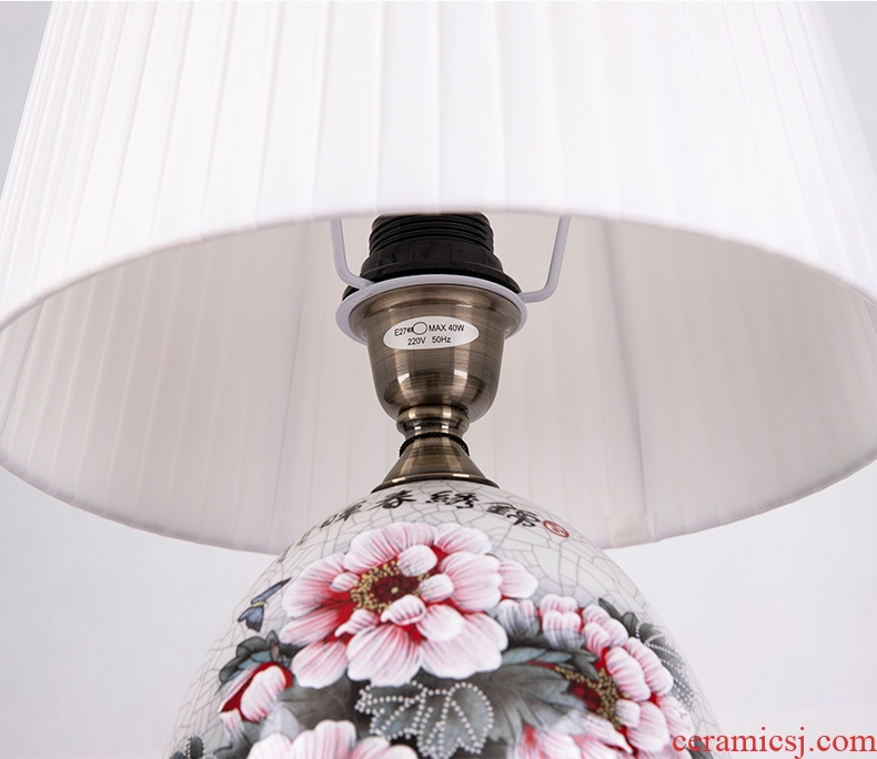 New Chinese style lamp ceramic decoration art of I and contracted retro hand - made all copper lamps and lanterns of the sitting room the bedroom of the head of a bed