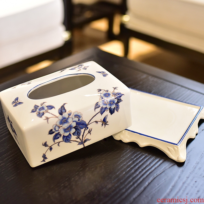 Murphy's new Chinese style ceramic paper towel box of American rural household adornment bedroom living room table smoke box furnishing articles