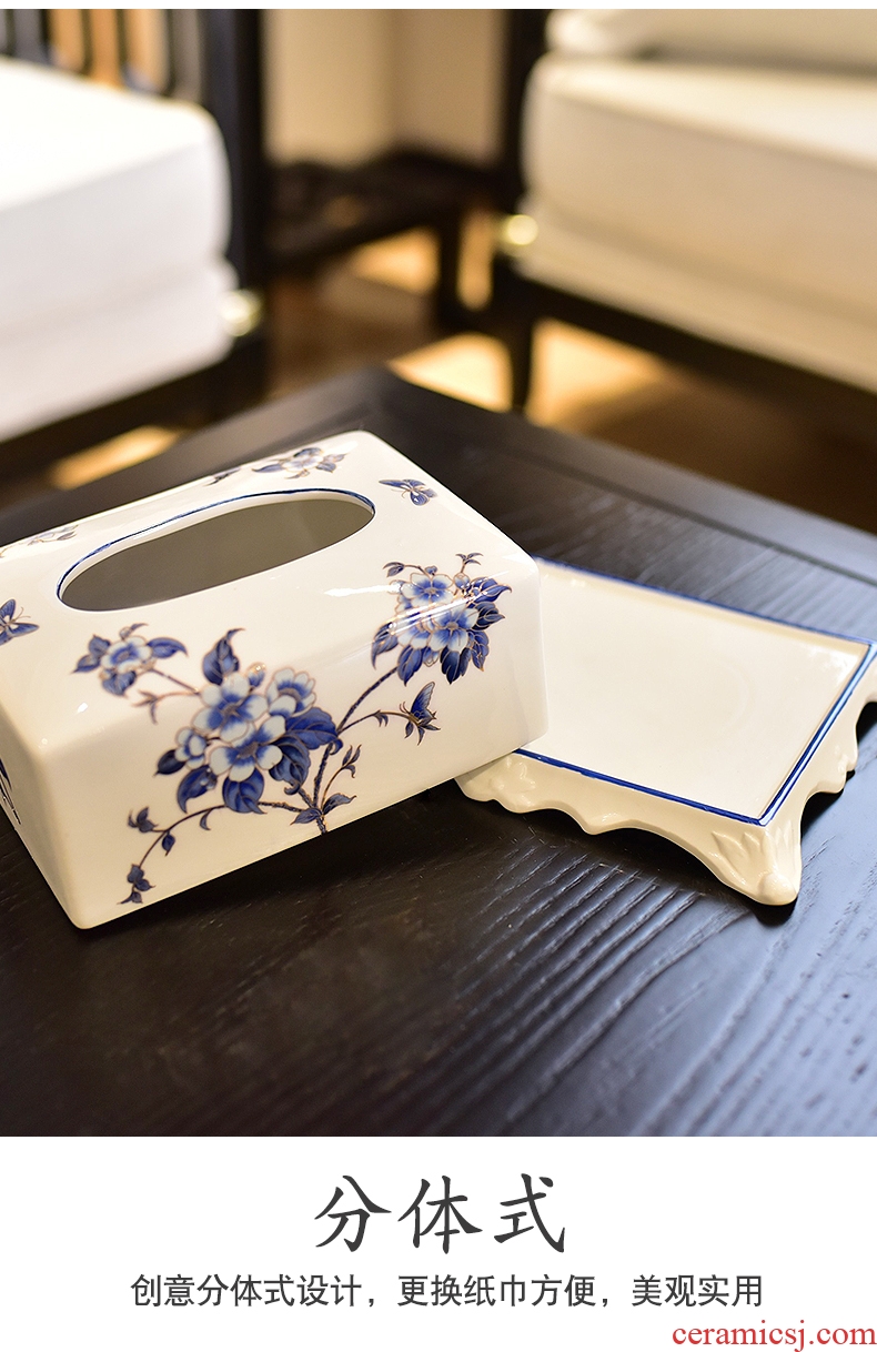 Murphy's new Chinese style ceramic paper towel box of American rural household adornment bedroom living room table smoke box furnishing articles