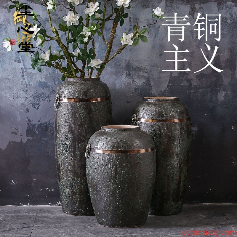 Dust heart ground vases, antique bronze color restoring ancient ways of floral outraged do old green glaze furnishing articles wind drama China