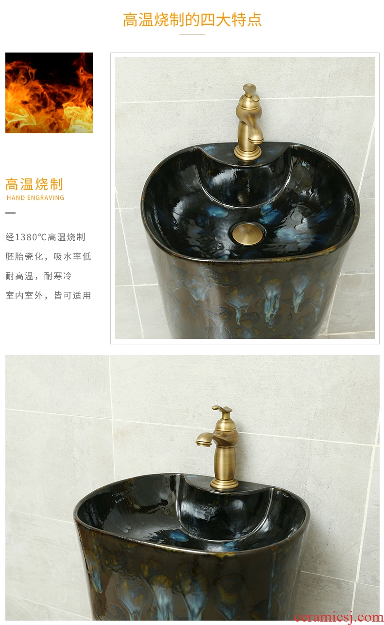 Restoring ancient ways of song dynasty porcelain column basin large elliptic toilet lavabo one-piece household lavatory balcony