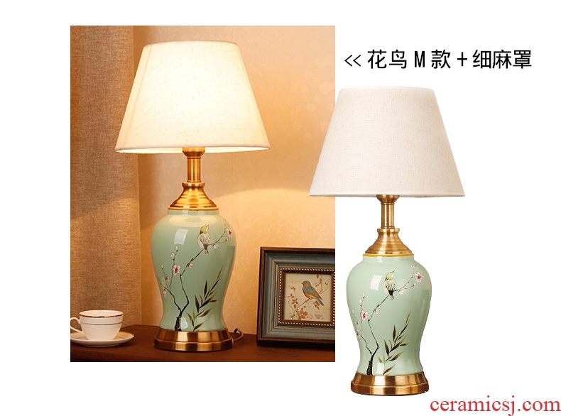 New Chinese style ceramic desk lamp classical home sitting room bedroom study bedroom adornment wedding carried this bedside lamp