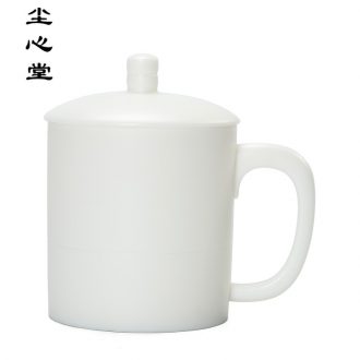 Dust heart of dehua white porcelain office cup and cup with cover ceramic tea cup main personal cup gift customization
