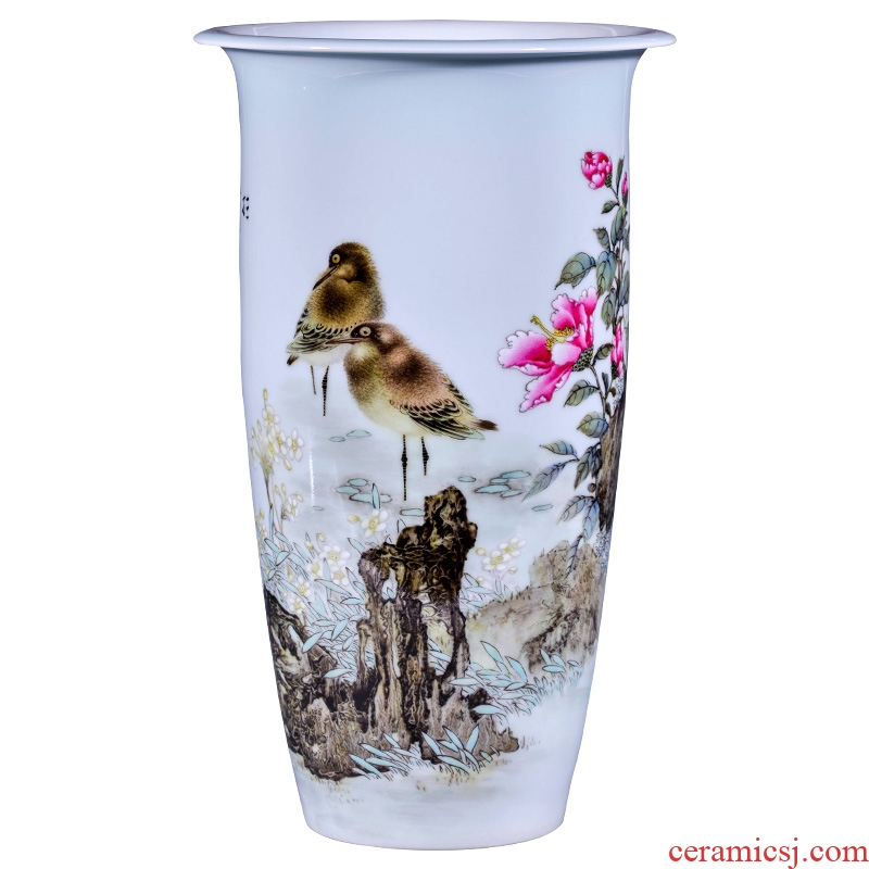Jingdezhen ceramic all hand-painted flower vase decoration decorate the sitting room of Chinese style household study collection flower arranging furnishing articles