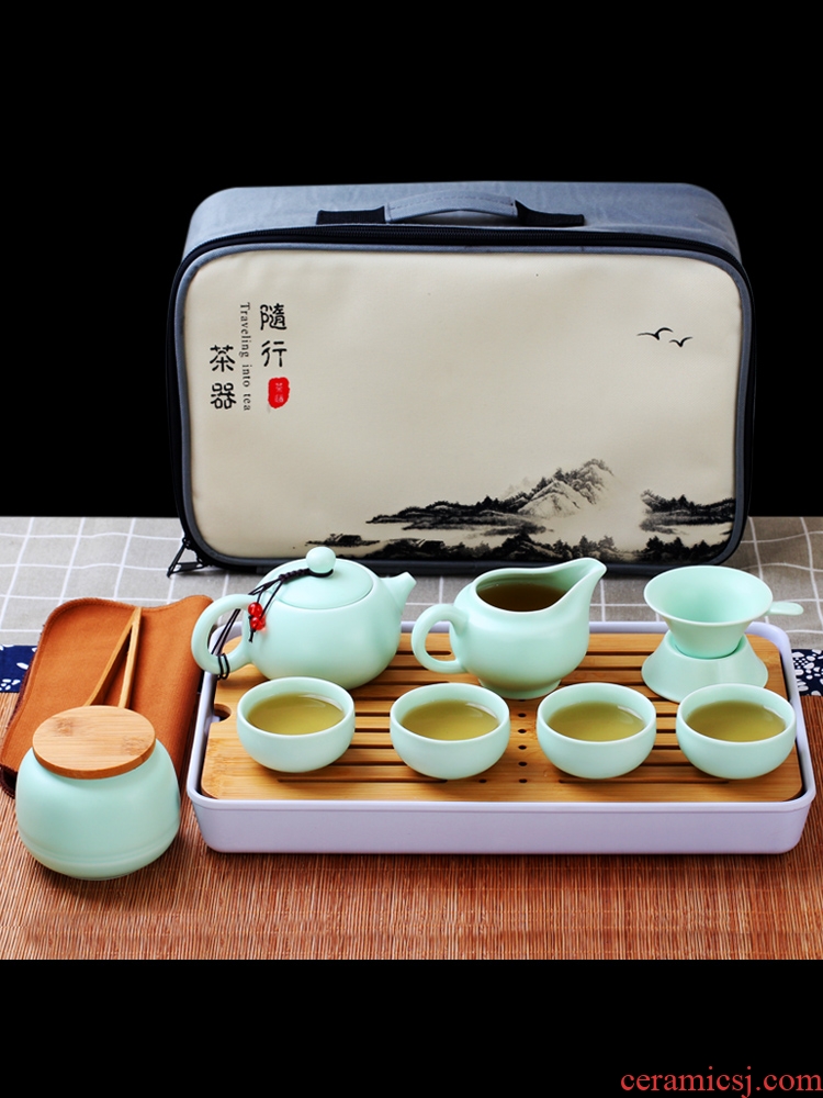 Travel kung fu tea set porcelain crack cup home your up with a pot of 22 man is suing portable bag in ceramics