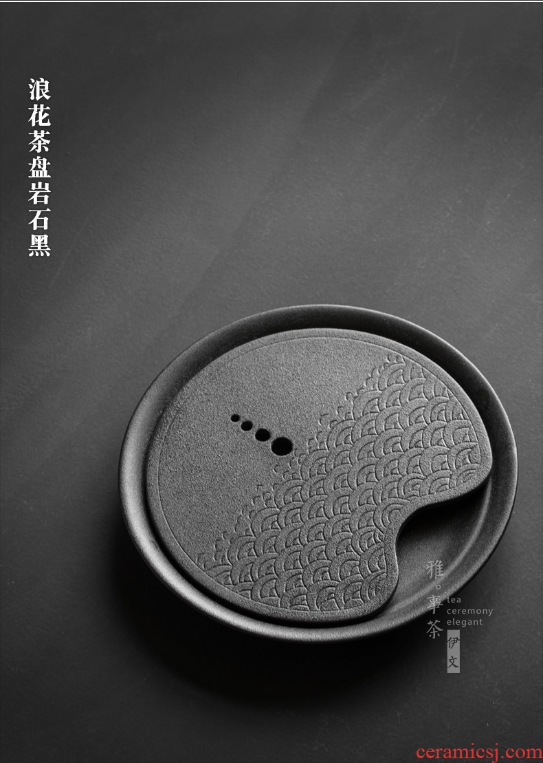 Coarse pottery tea tray a large pot of small round dry socket ceramic tea sea bubble tea kung fu tea set tray storage