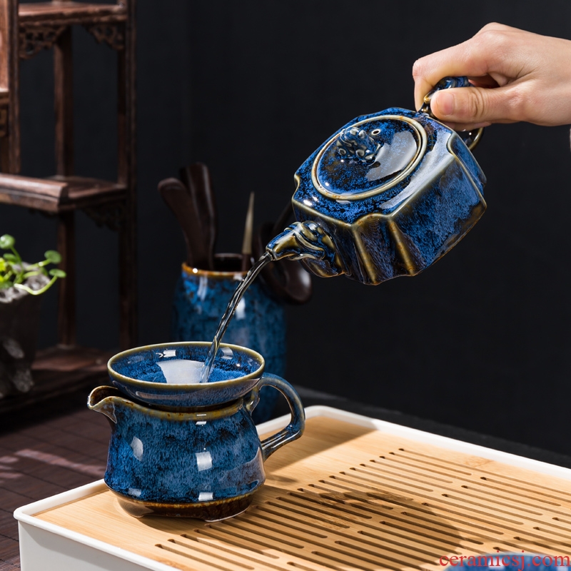 Variable tea service office suit household contracted sitting room side teapot teacup tureen tea ceramic kung fu tea set