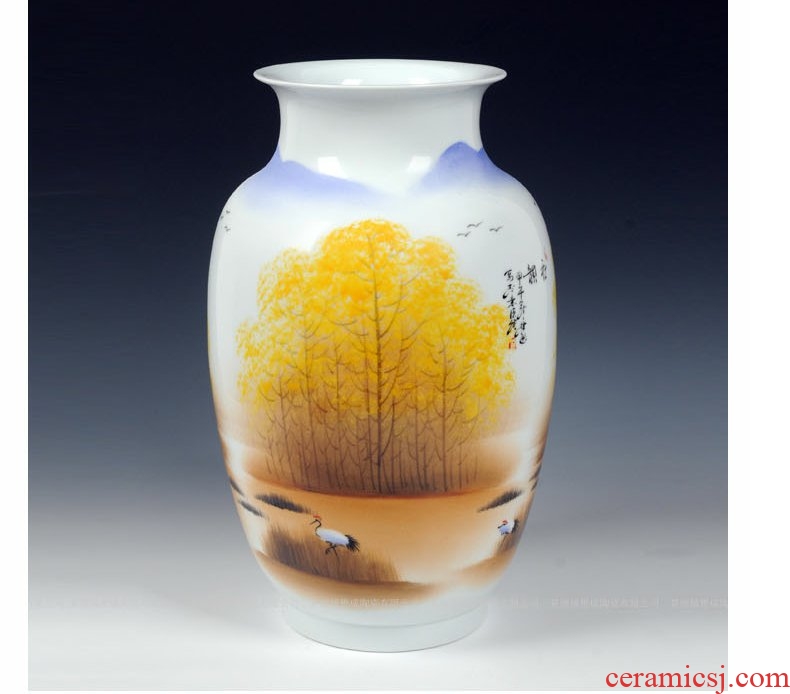Continuous grain of jingdezhen ceramic modern Chinese famous celebrities sitting room hand - made vases, home decorations arts and crafts