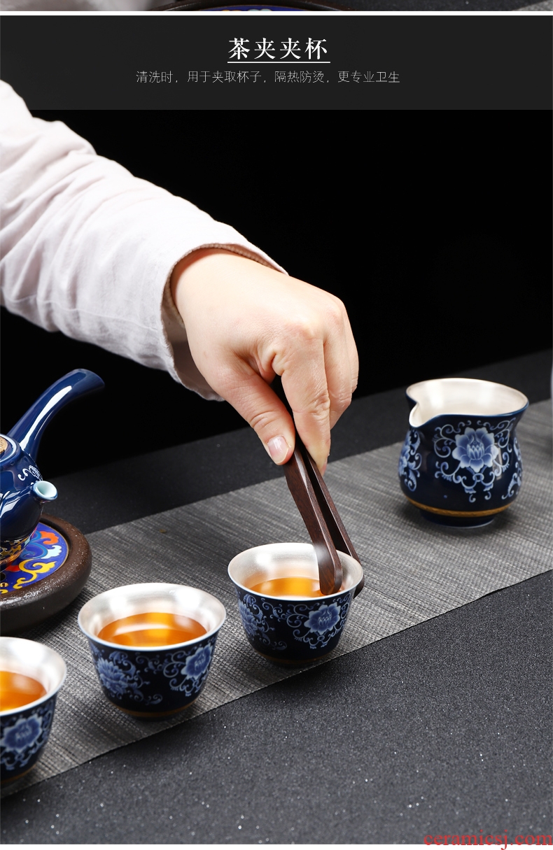 Recreational product obsidian become tea tin ceramic tea red glaze, 6 gentleman ebony kung fu tea tea tray accessories kit