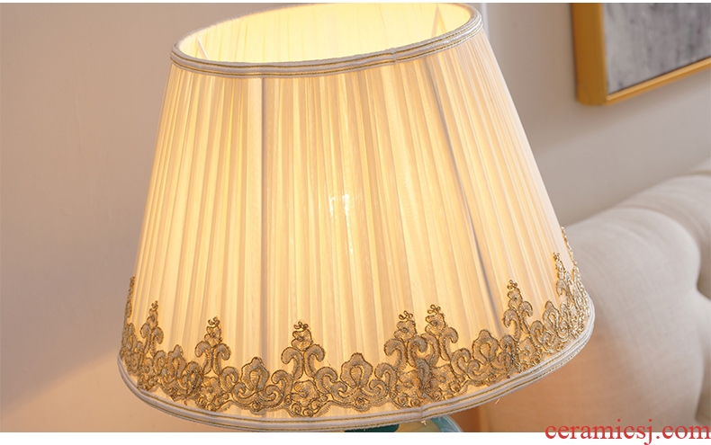 Ceramic lamp bedside lamp light the key-2 luxury of American I and contracted bedroom whole copper new Chinese style European - style villa living room desk lamp