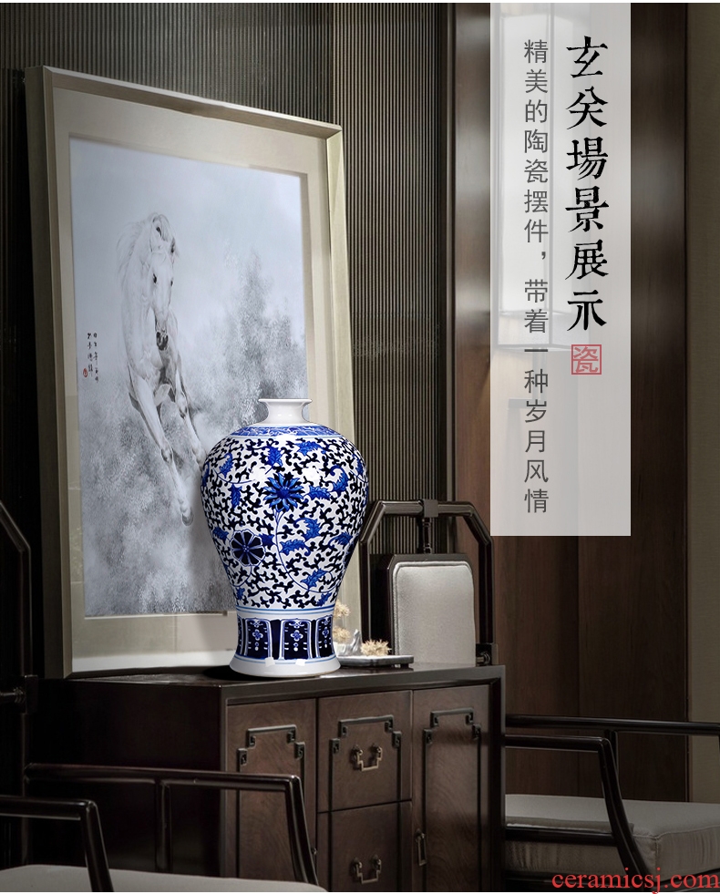 Jingdezhen large sapphire blue pottery and porcelain vases, flower arranging archaize sitting room of Chinese style household decorations TV ark, furnishing articles - 593391485650