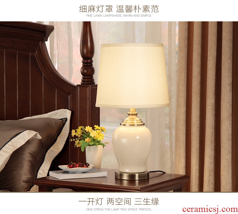 American ceramic desk lamp lamp of bedroom the head of a bed sweet contracted Europe type desk lamp of new Chinese style of I sitting room is luxurious atmosphere