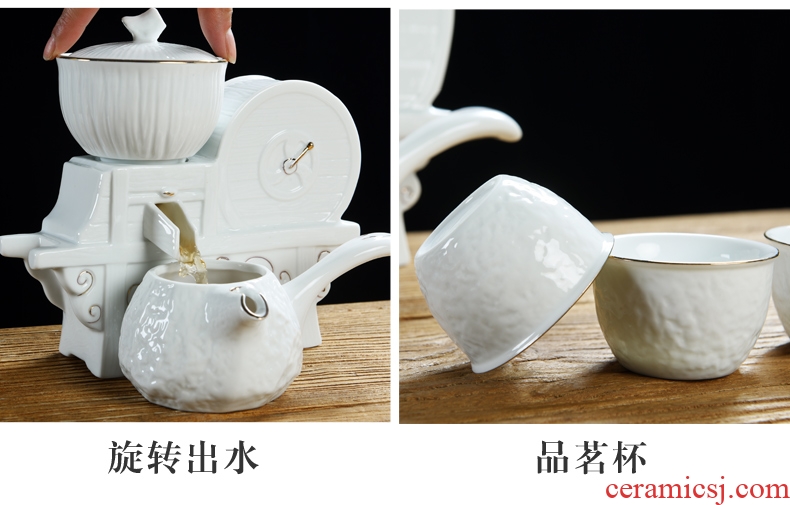 Beauty cabinet retro good harvest lazy kung fu tea set automatically make tea of household contracted ceramic cups