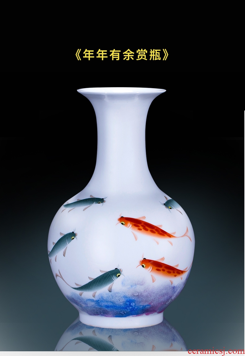 Jingdezhen famous master hand made lotus ceramics vase furnishing articles of new Chinese style decorates porch sitting room big furnishing articles