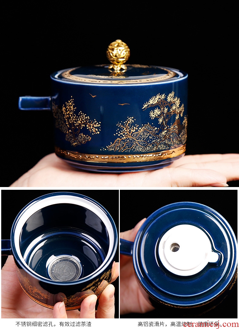 Stone mill lazy tea set semi automatic teapot tea to prevent hot creative household ceramics kung fu tea cups