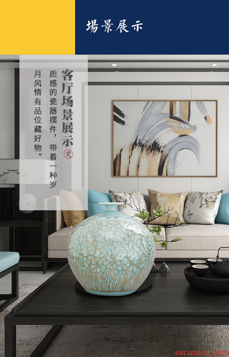 The Master of jingdezhen ceramics hand - made paint shadow blue bottle of flower arranging Chinese style household furnishing articles sitting room porch decoration