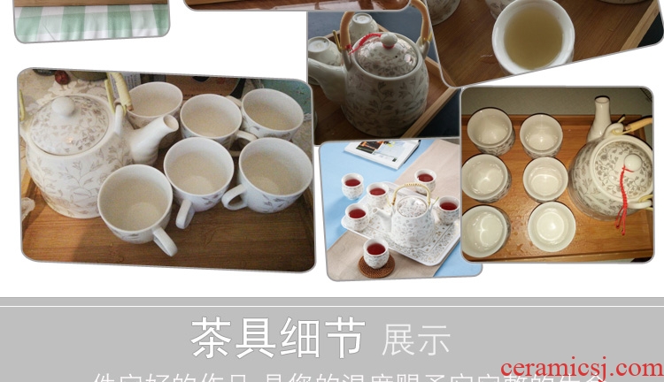 Jingdezhen tea sets ceramic cups teapot household contracted large wedding celebration of the sitting room of a complete set of girder pot cup