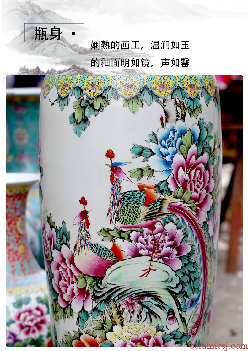 European vase is placed a large sitting room dry flower flower arranging high creative ceramic table household vase decoration decoration - 586319364316