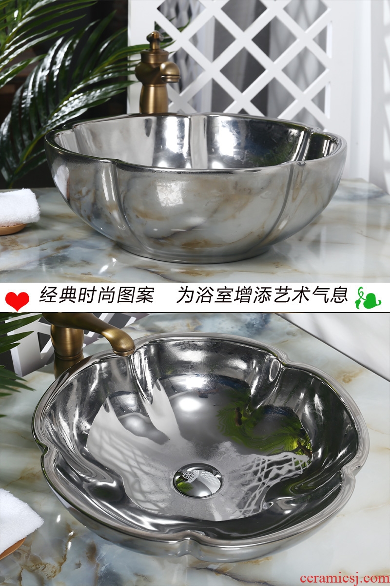 JingYuXuan ceramic lavatory basin basin sink key-2 luxury art stage quincunx silver dark flower pot