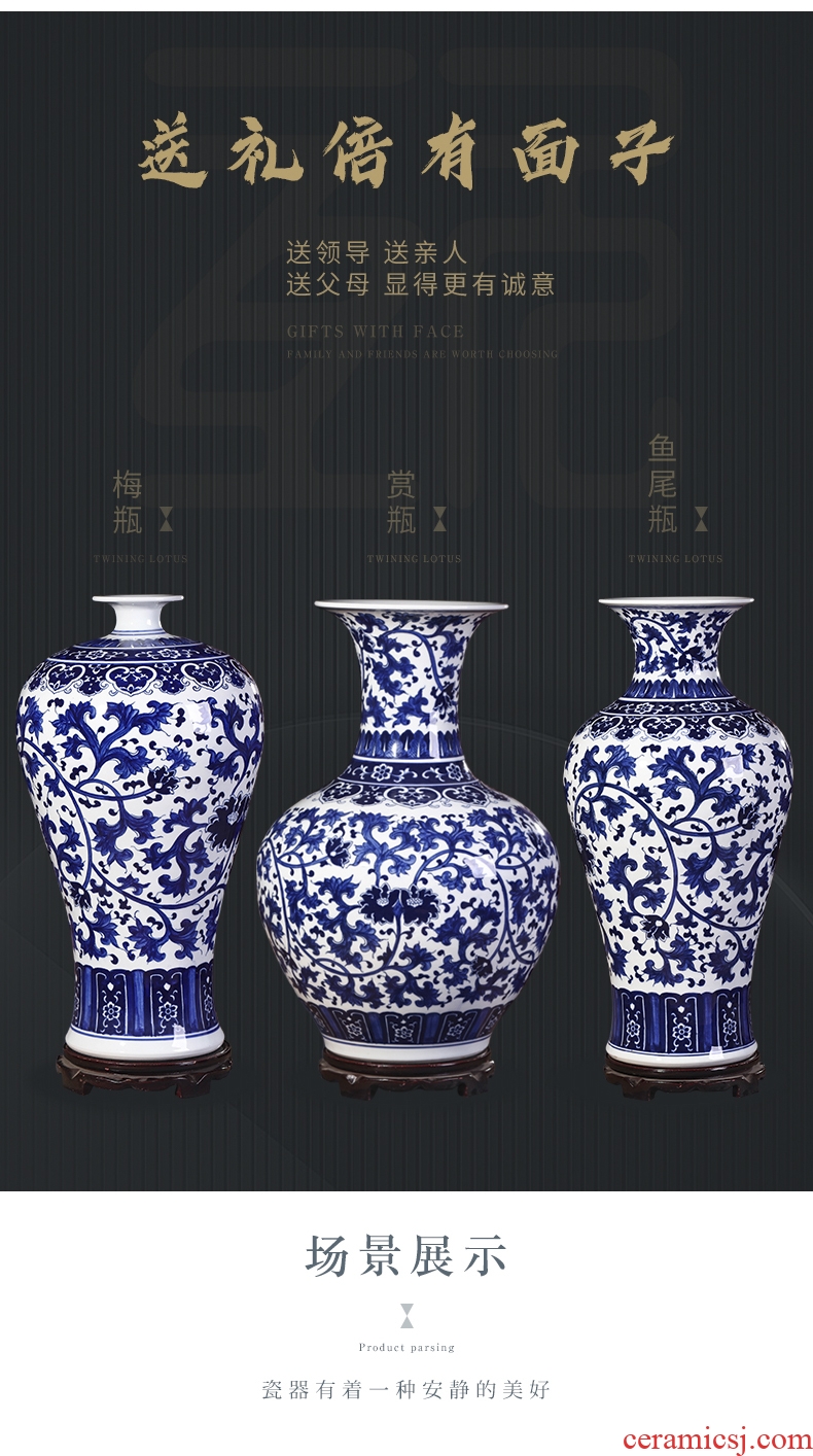 Jingdezhen ceramics hand - made large blue and white porcelain vase by 1 m 2 patterns sitting room place a housewarming gift - 587005840998
