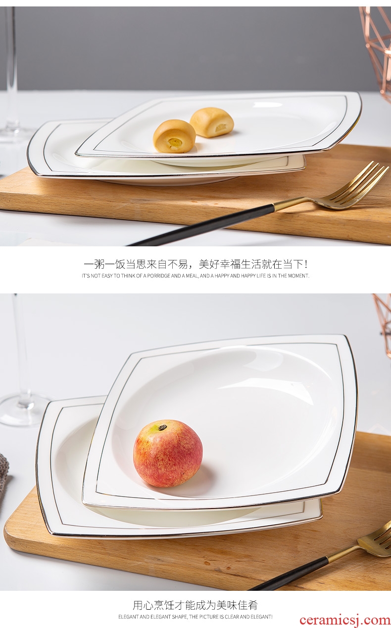 European white ipads China creative up phnom penh dish square household ceramics tableware silver side dishes beefsteak dish dishes