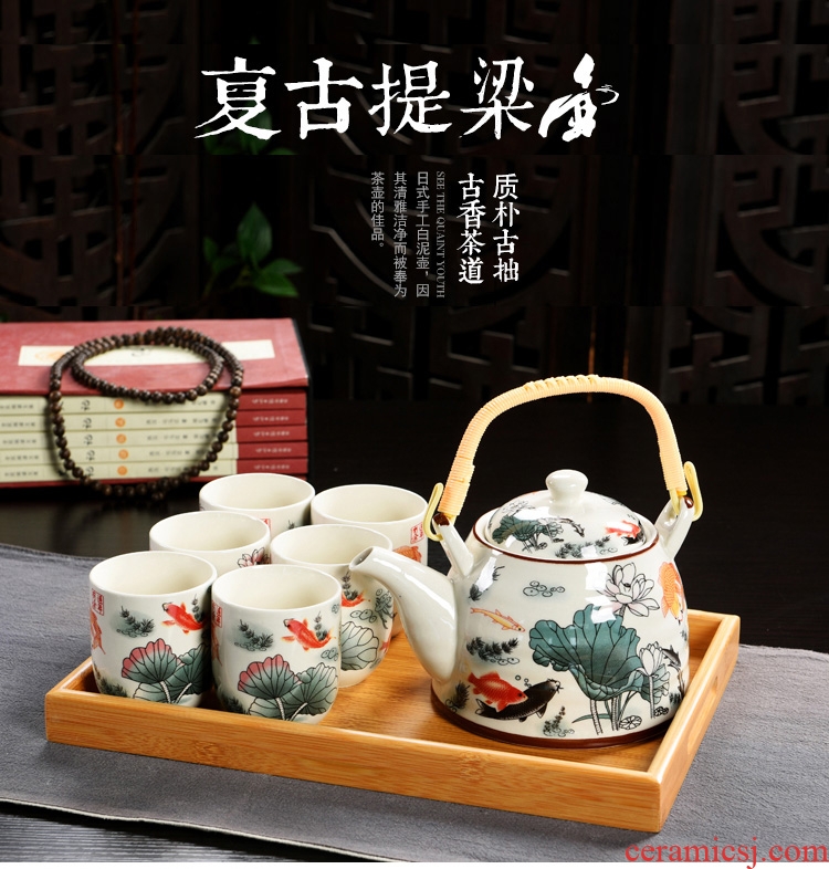 Girder pot of tea set suit household filter ceramic teapot teacup gift company celebration for the opening of a complete set of activities