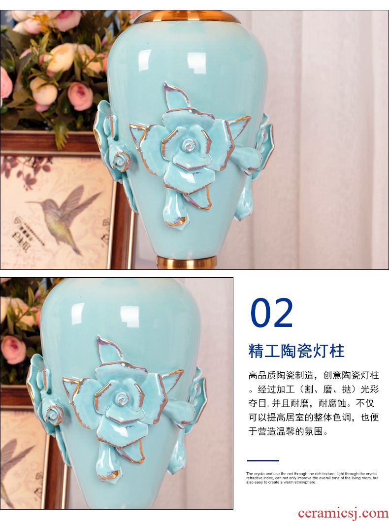 Decorative lamp I and contracted American ceramic warm move of bedroom the head of a bed warm light romantic home dimming control
