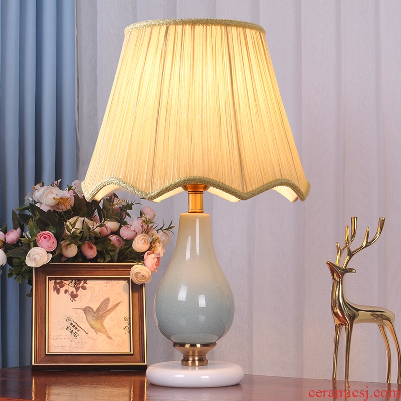 American small desk lamp bedroom nightstand I and contracted ceramic creative a warm and romantic wedding room decoration of remote control