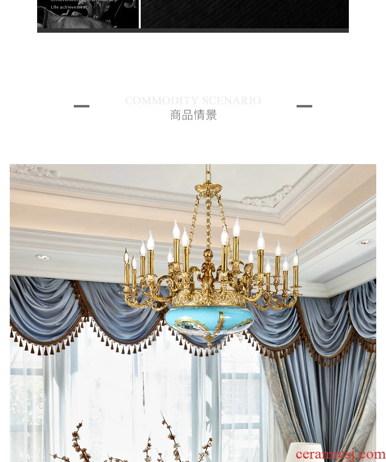 French romantic full copper ceramic chandeliers key-2 luxury European - style villa palace restoring ancient ways is full copper sitting room dining - room droplight