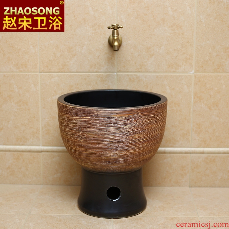 New Chinese style of archaize ceramic mop pool large round home floor mop the floor balcony mop mop pool trough basin