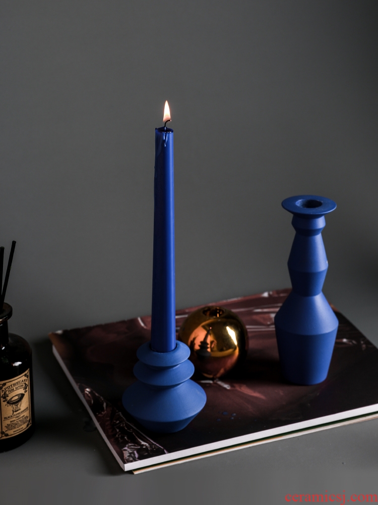 Nordic geometric candlestick suit romantic honeycomb smokeless candles example room designer decorative ceramic table furnishing articles