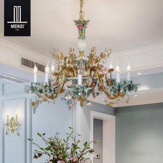 French chandelier european-style luxury living room bedroom villa garden restaurant creative full copper ceramic pendant lamps and lanterns